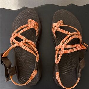 Chaco Strappy Sandals in Orange and Brown